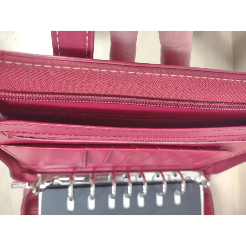 Franklin Covey Day One Planner Binder Red Retractable Handles Faux Leather *SEE